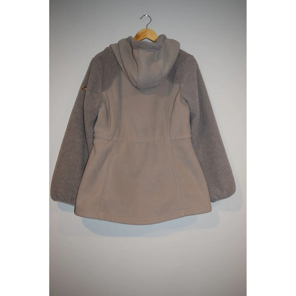 Kookaburra UGG Women's‎ Cozy Fleece Coat Hooded Zip Up Sherpa Trim Taupe Medium